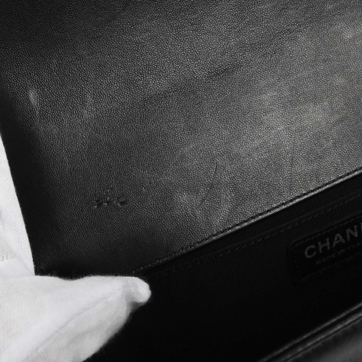 Boy Chanel Black Lambskin Chevron Medium Double Chain Shoulder Bag