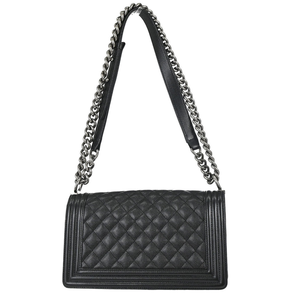 Boy Chanel 2018-2019 Black Caviar Skin Medium Chain Shoulder Bag