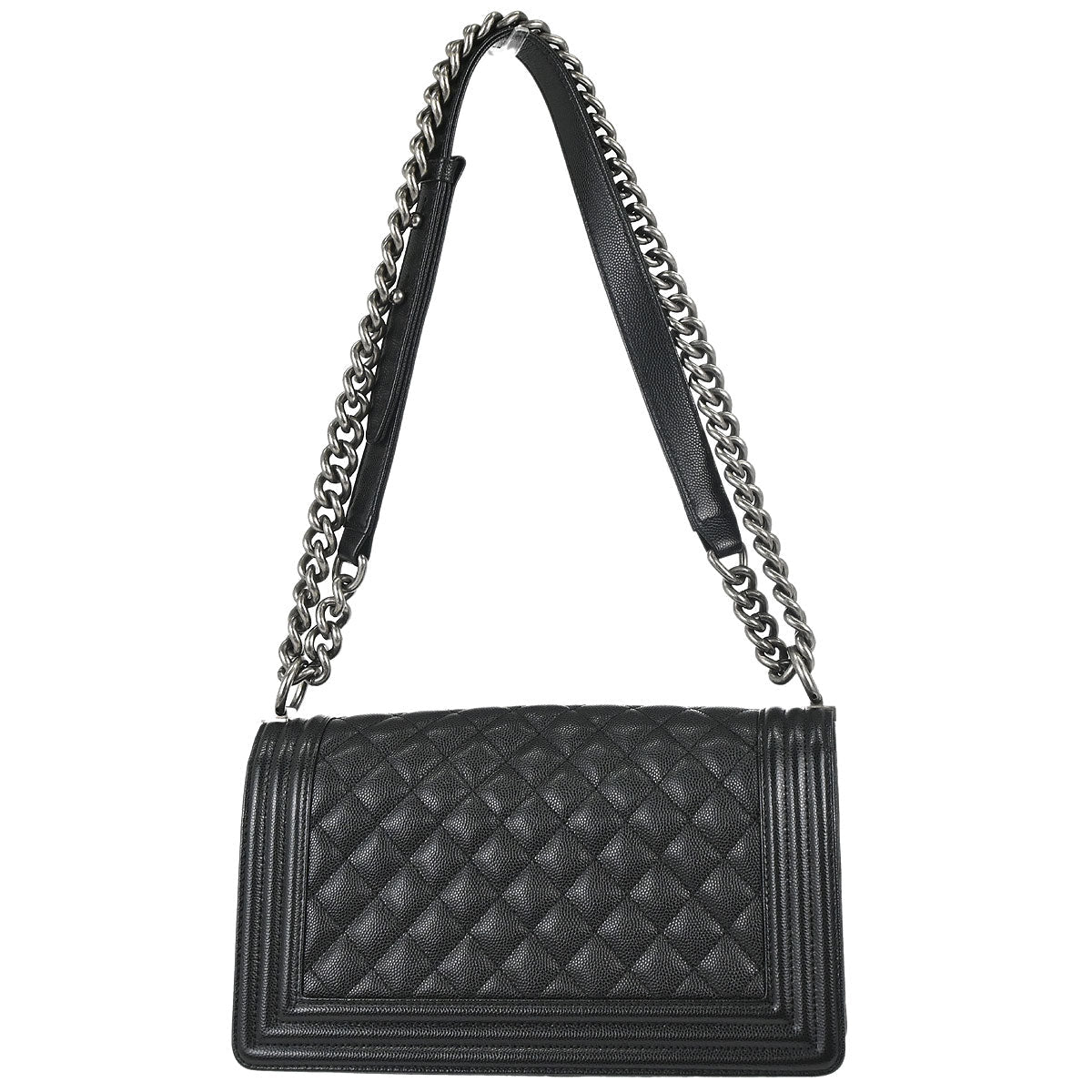 Boy Chanel 2018-2019 Black Caviar Skin Medium Chain Shoulder Bag