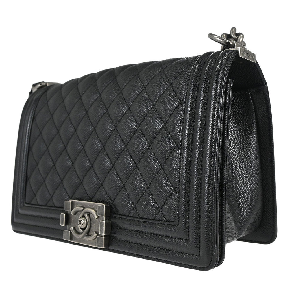 Boy Chanel 2018-2019 Black Caviar Skin Medium Chain Shoulder Bag