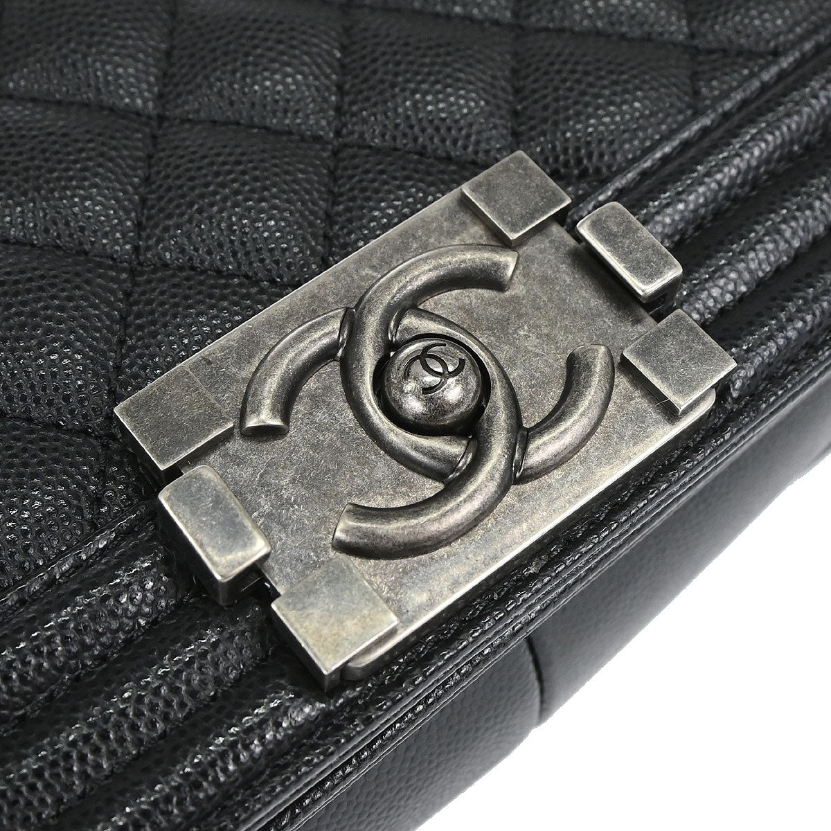 Boy Chanel 2018-2019 Black Caviar Skin Medium Chain Shoulder Bag
