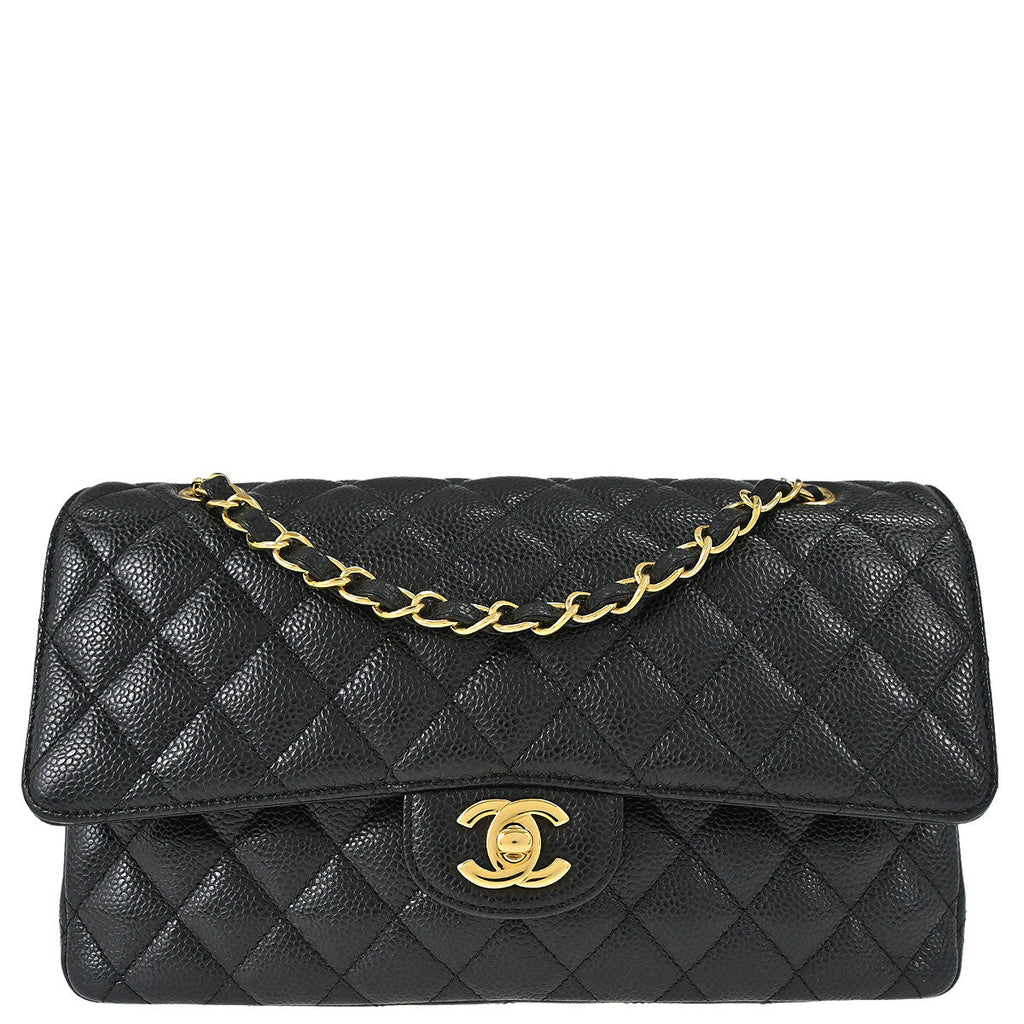 Chanel Black Caviar Skin Medium Classic Double Flap Shoulder Bag