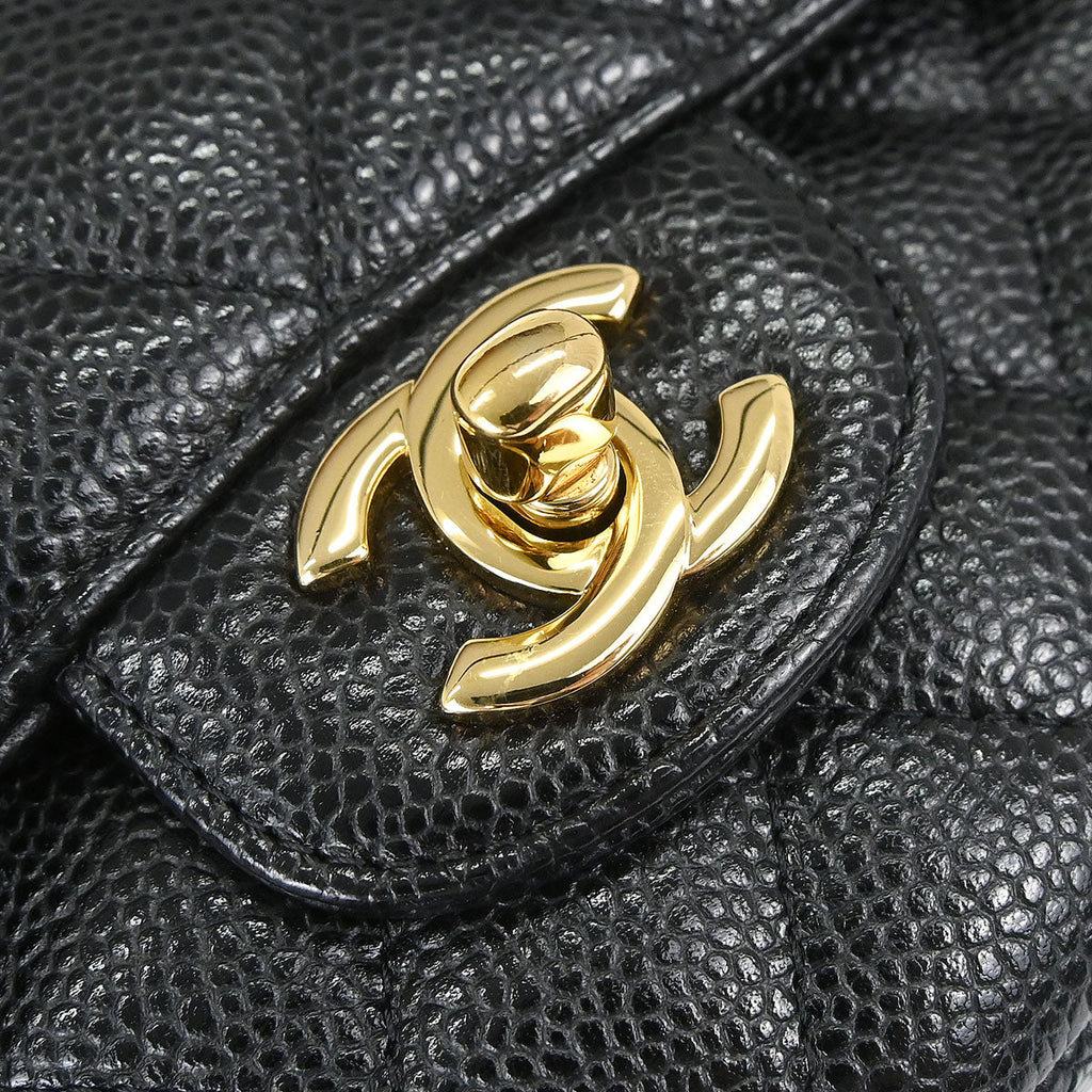 Chanel Black Caviar Skin Medium Classic Double Flap Shoulder Bag