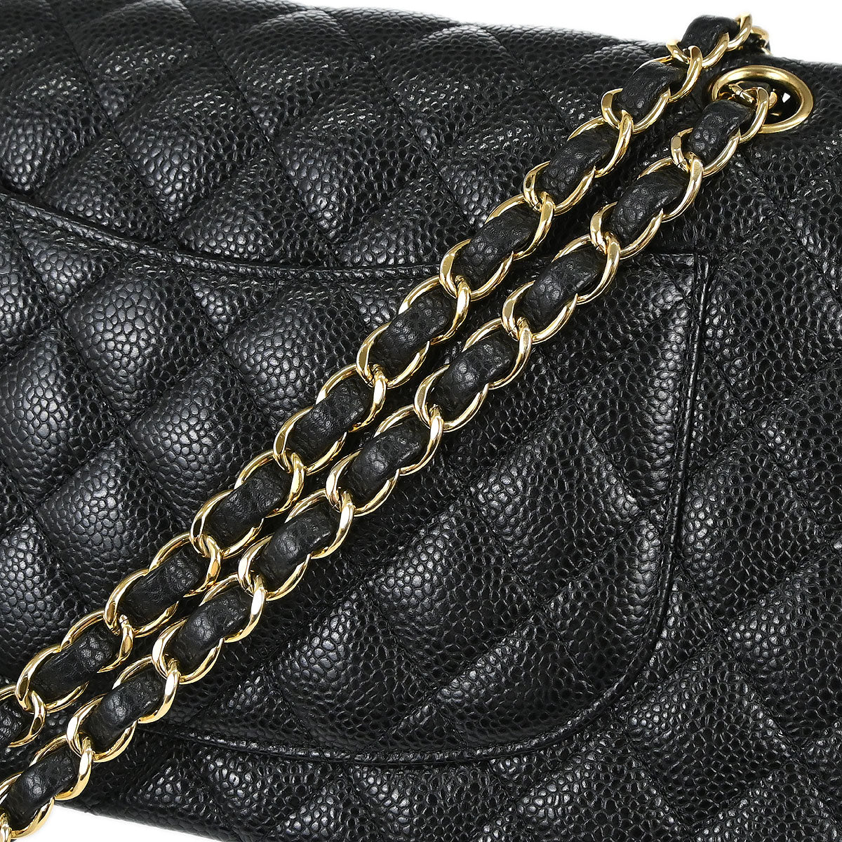 Chanel Black Caviar Skin Medium Classic Double Flap Shoulder Bag