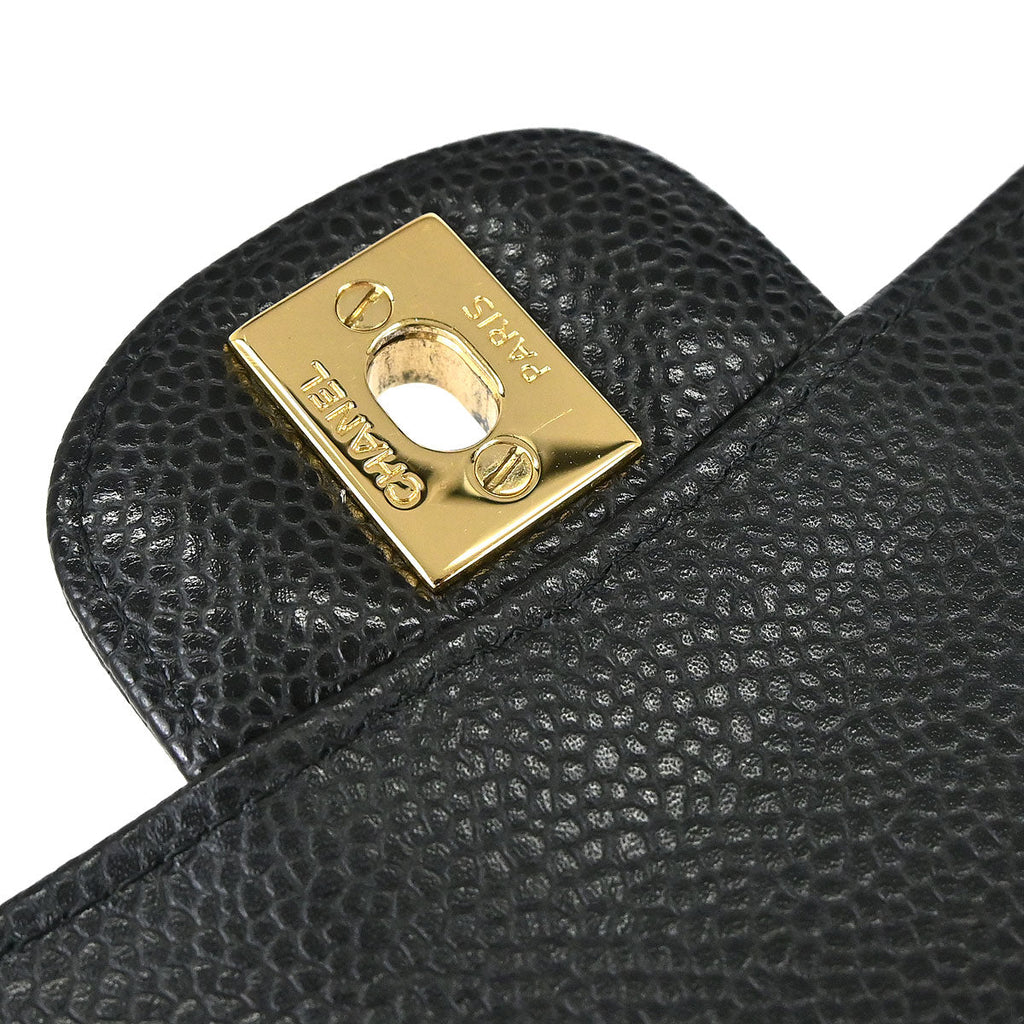 Chanel Black Caviar Skin Medium Classic Double Flap Shoulder Bag