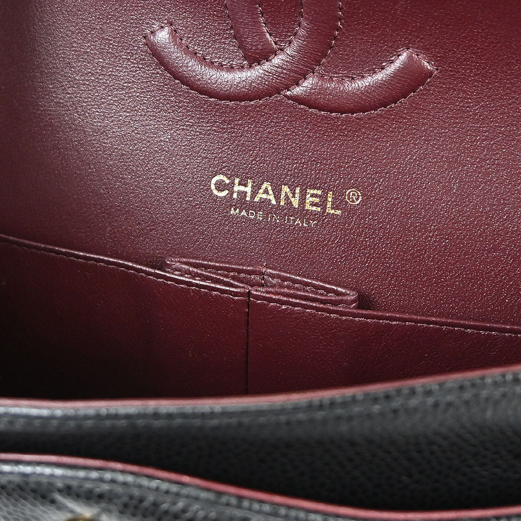 Chanel Black Caviar Skin Medium Classic Double Flap Shoulder Bag