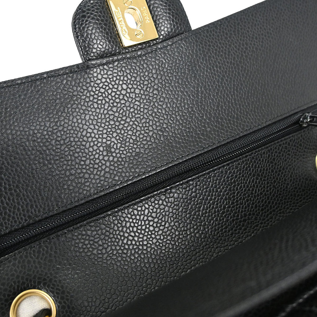 Chanel Black Caviar Skin Medium Classic Double Flap Shoulder Bag