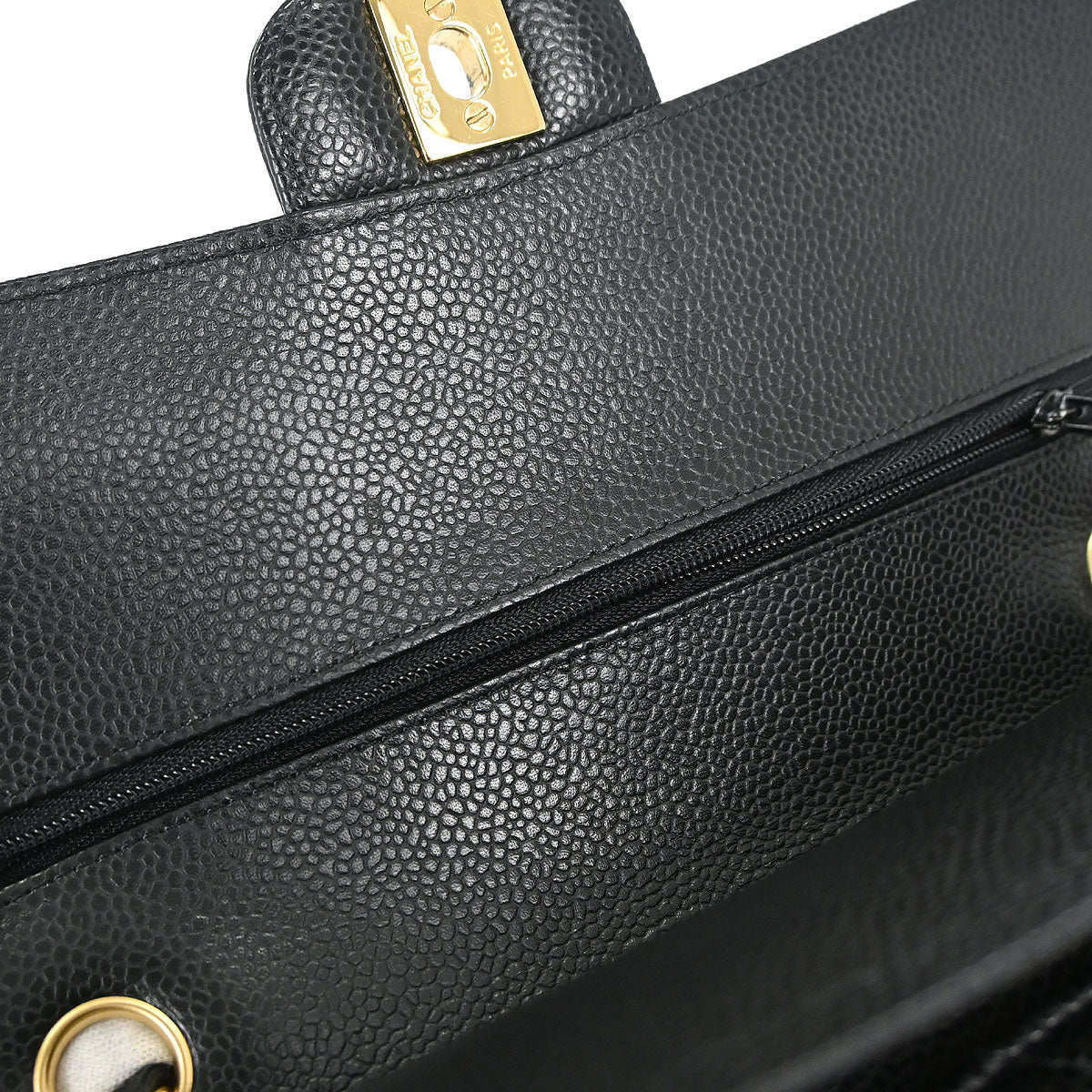 Chanel Black Caviar Skin Medium Classic Double Flap Shoulder Bag