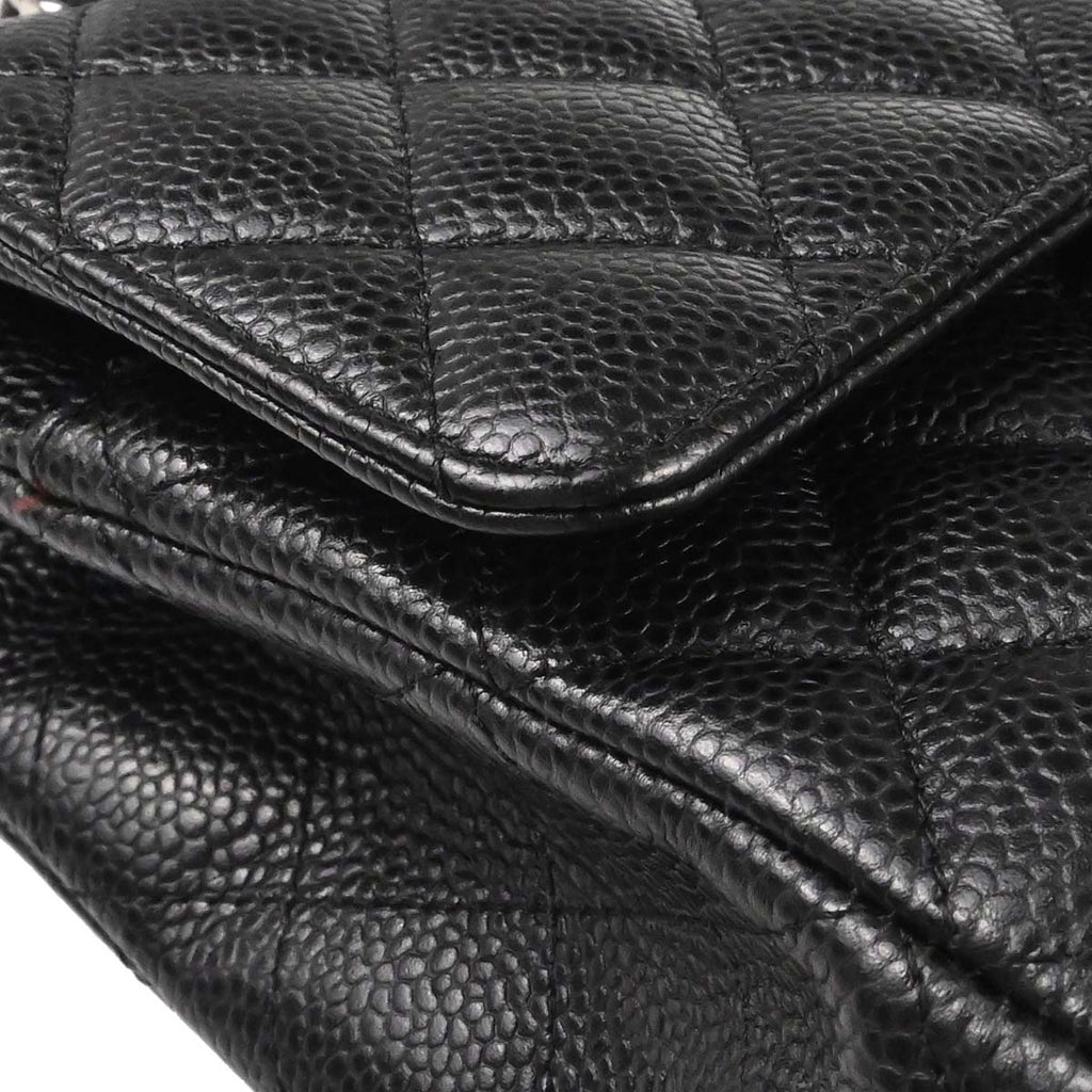 Chanel 2017-2018 Black Caviar Skin Medium Classic Double Flap Shoulder Bag