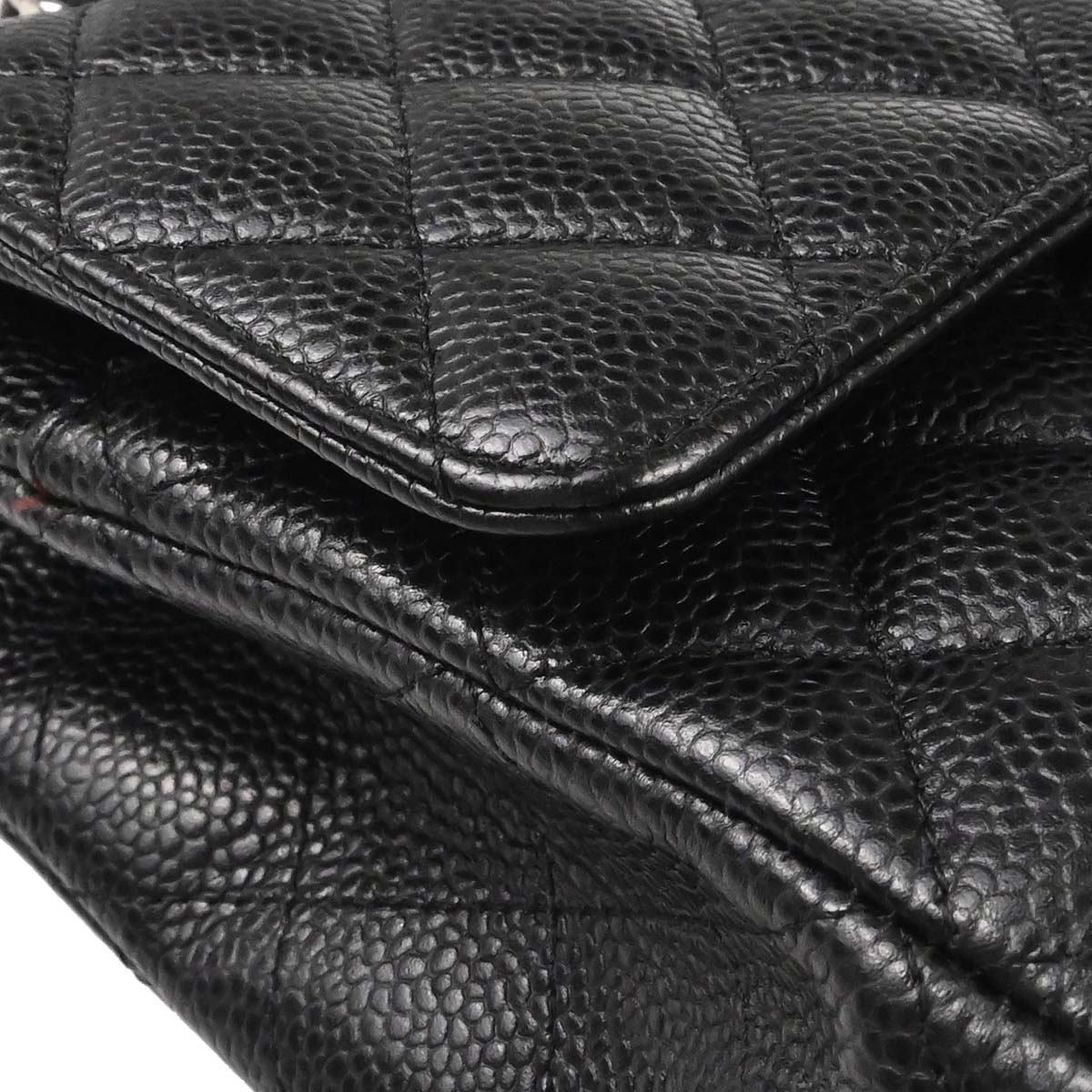 Chanel 2017-2018 Black Caviar Skin Medium Classic Double Flap Shoulder Bag