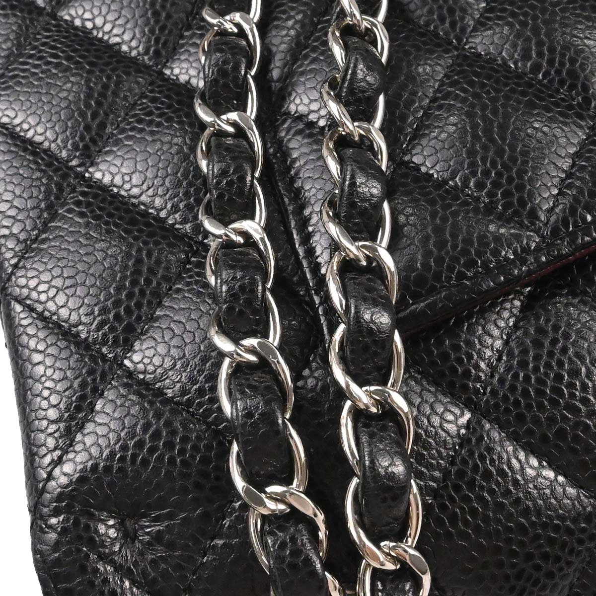 Chanel 2017-2018 Black Caviar Skin Medium Classic Double Flap Shoulder Bag