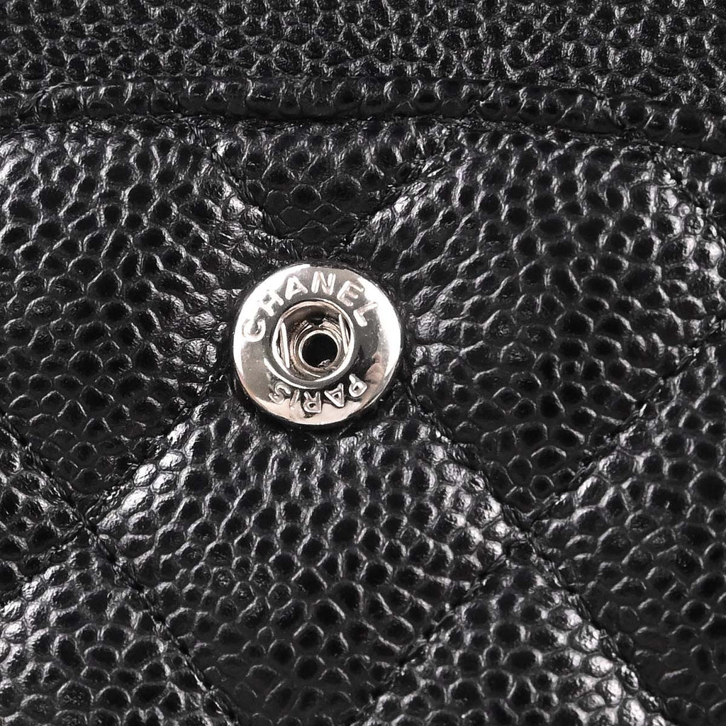 Chanel 2017-2018 Black Caviar Skin Medium Classic Double Flap Shoulder Bag