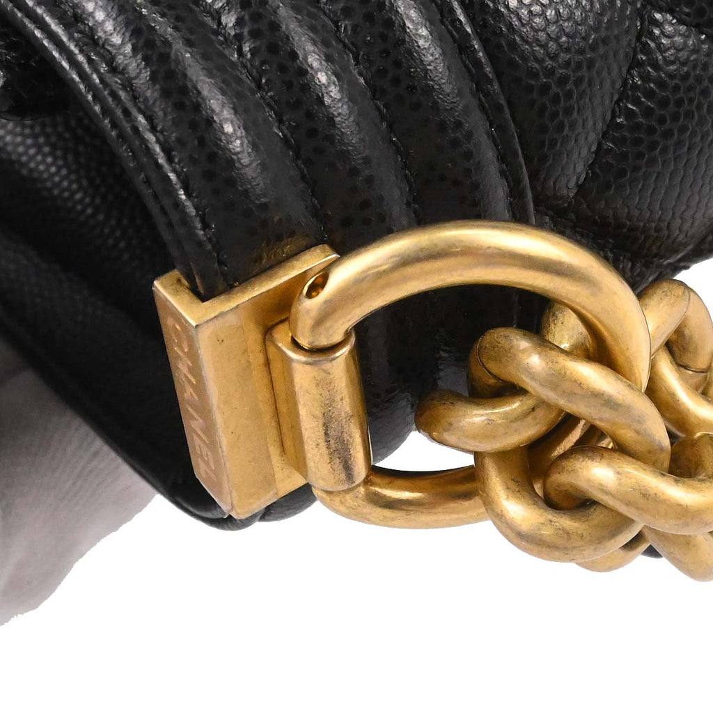 Boy Chanel 2019 Black Caviar Skin Small Chain Shoulder Bag