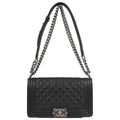 Boy Chanel Black Lambskin Medium Chain Shoulder Bag