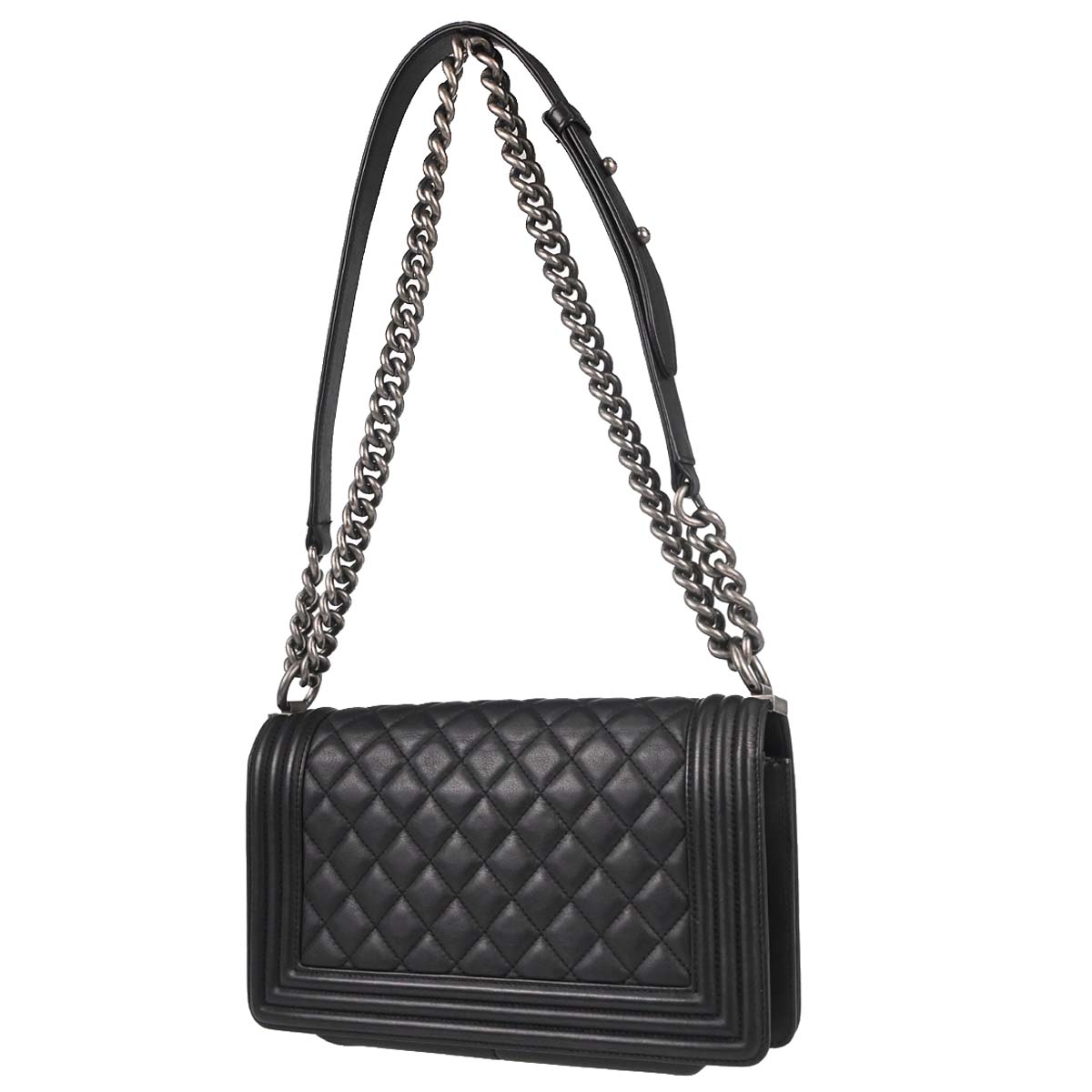 Boy Chanel Black Lambskin Medium Chain Shoulder Bag