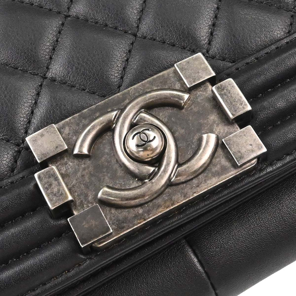 Boy Chanel Black Lambskin Medium Chain Shoulder Bag