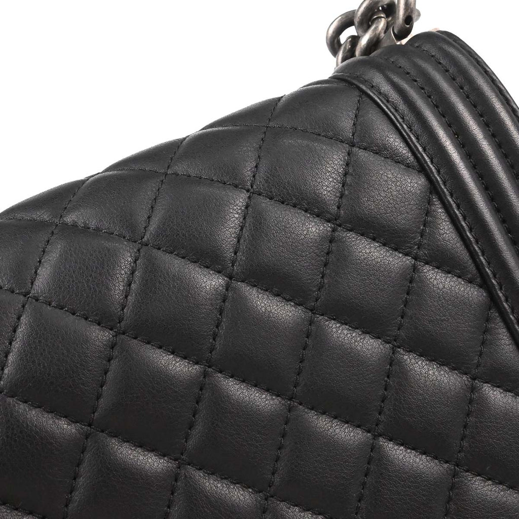 Boy Chanel Black Lambskin Medium Chain Shoulder Bag