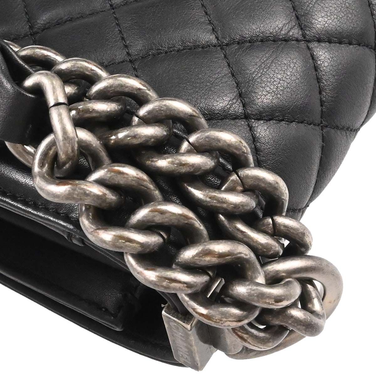 Boy Chanel Black Lambskin Medium Chain Shoulder Bag