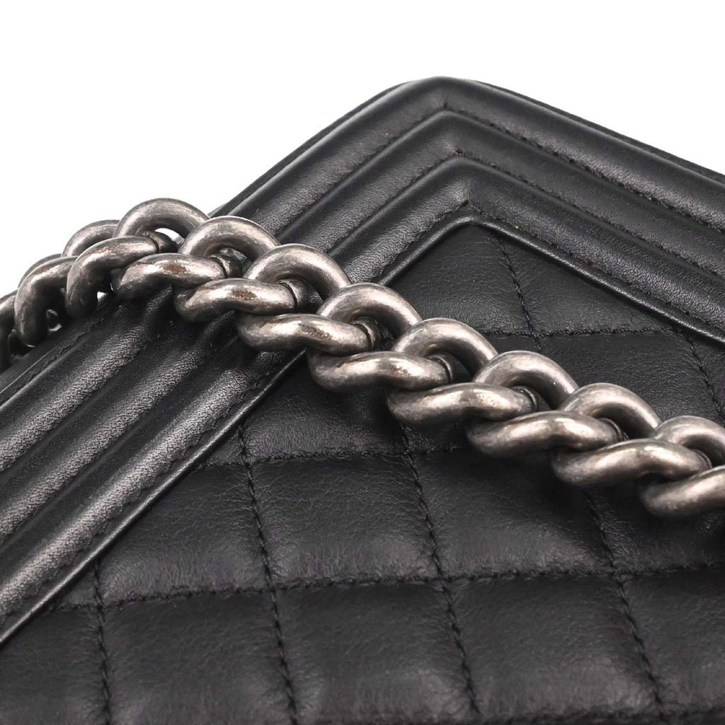Boy Chanel Black Lambskin Medium Chain Shoulder Bag