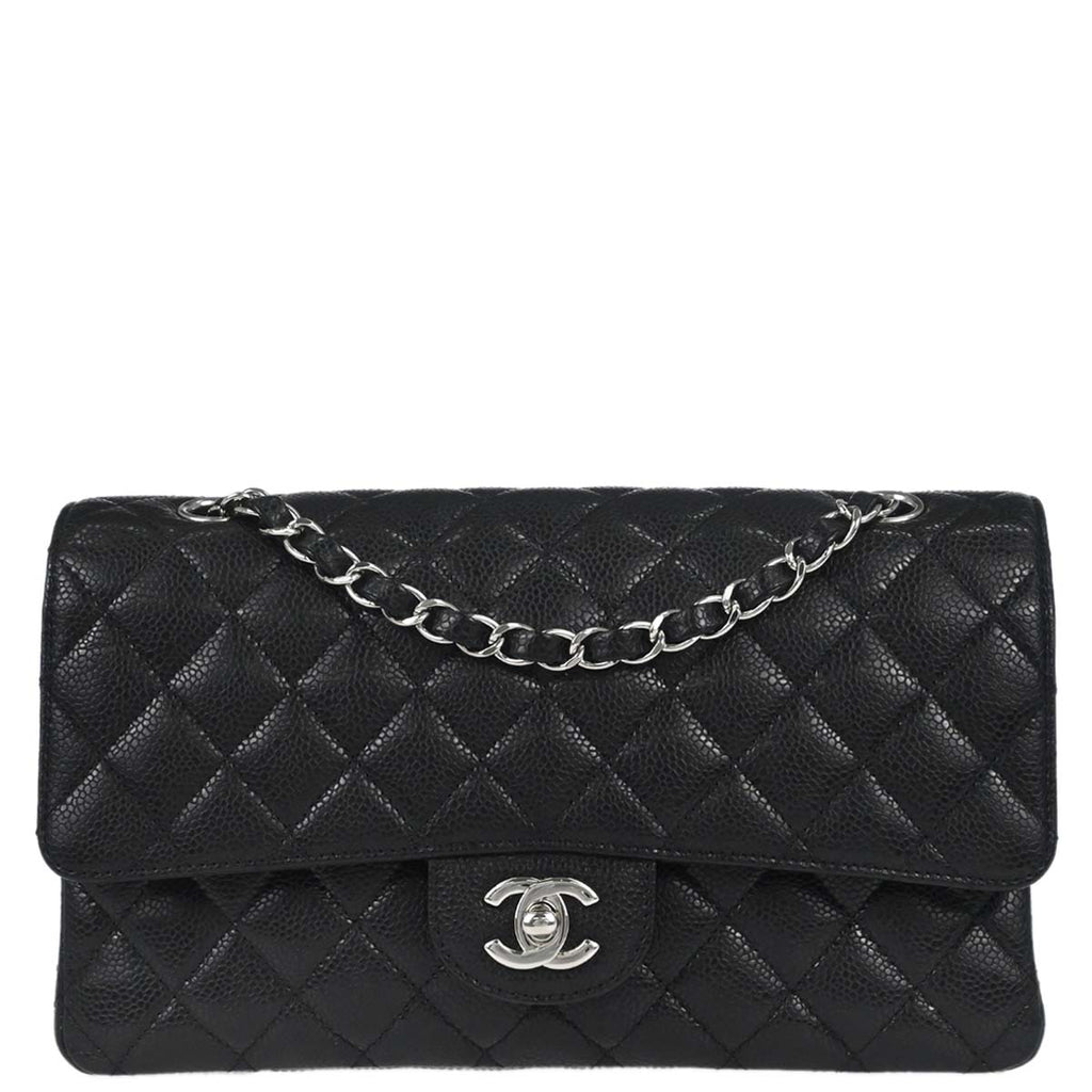 Chanel Black Caviar Skin Medium Classic Double Flap Shoulder Bag