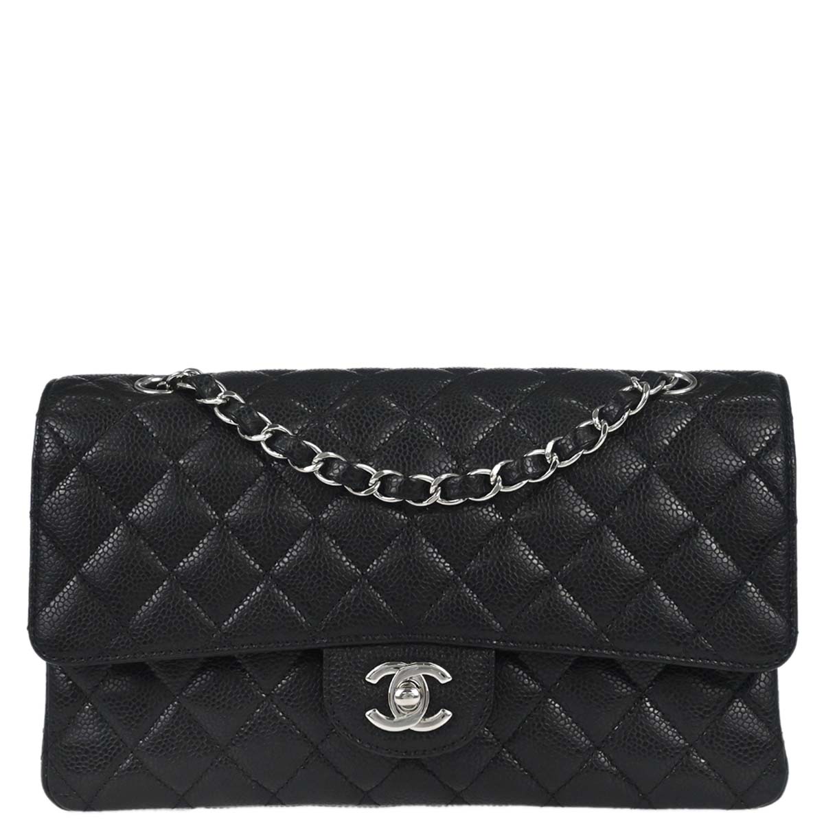 Chanel Black Caviar Skin Medium Classic Double Flap Shoulder Bag