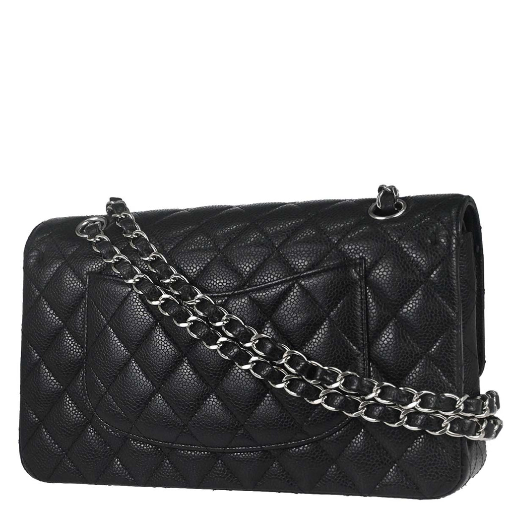 Chanel Black Caviar Skin Medium Classic Double Flap Shoulder Bag