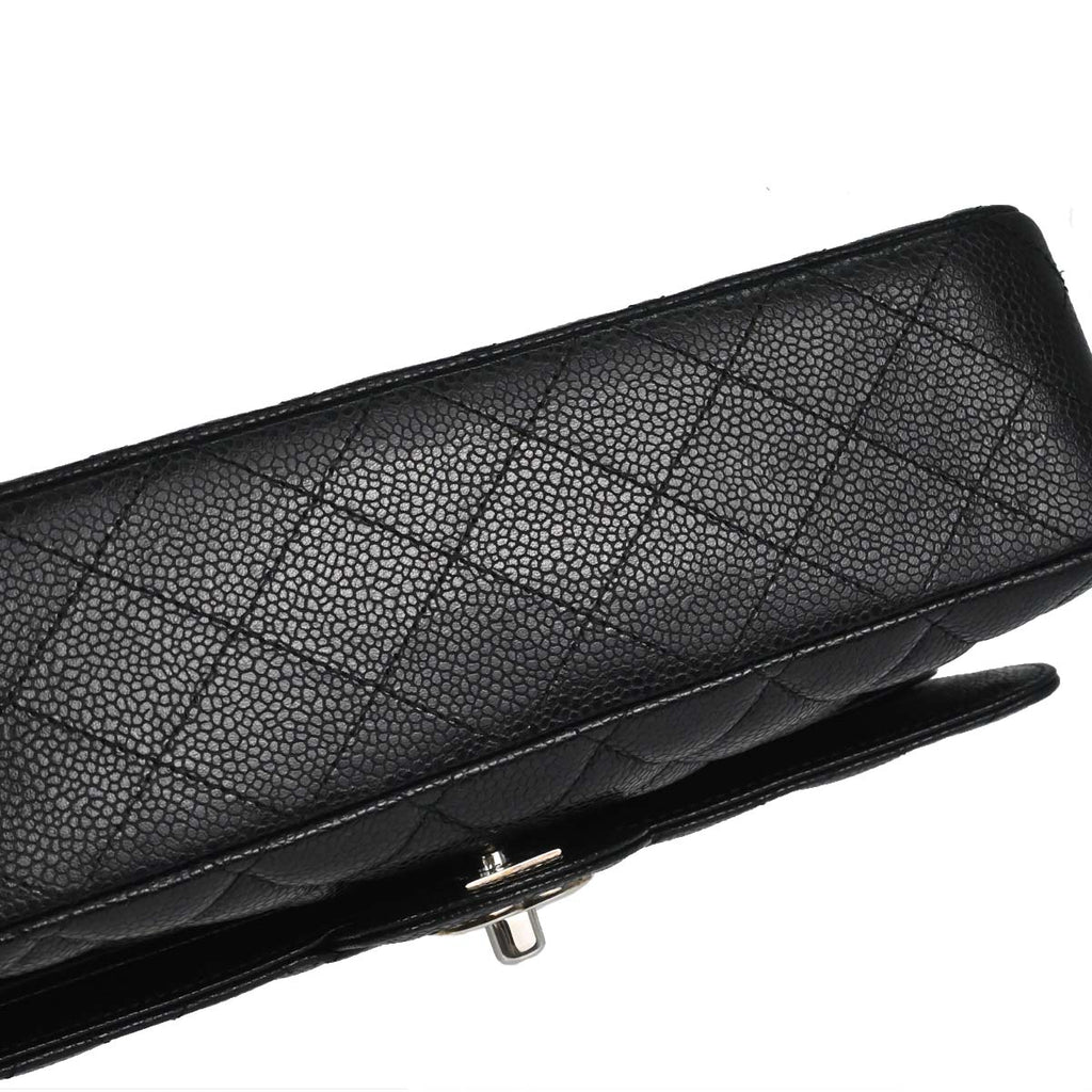 Chanel Black Caviar Skin Medium Classic Double Flap Shoulder Bag