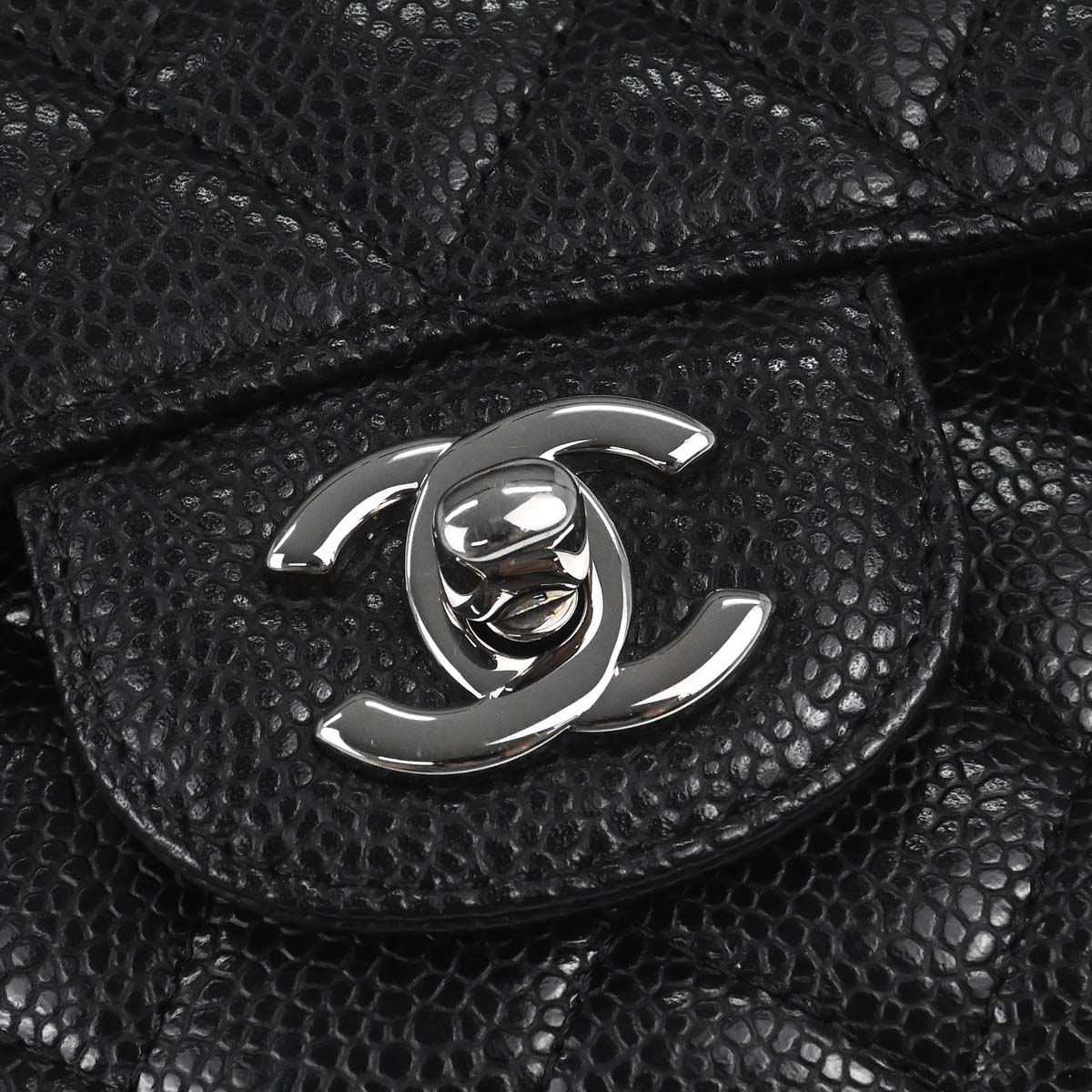 Chanel Black Caviar Skin Medium Classic Double Flap Shoulder Bag
