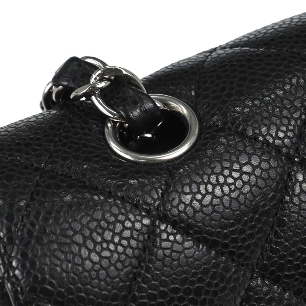 Chanel Black Caviar Skin Medium Classic Double Flap Shoulder Bag