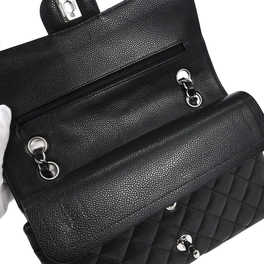 Chanel Black Caviar Skin Medium Classic Double Flap Shoulder Bag