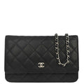 Chanel Black Caviar Skin Classic WOC Wallet on Chain Bag