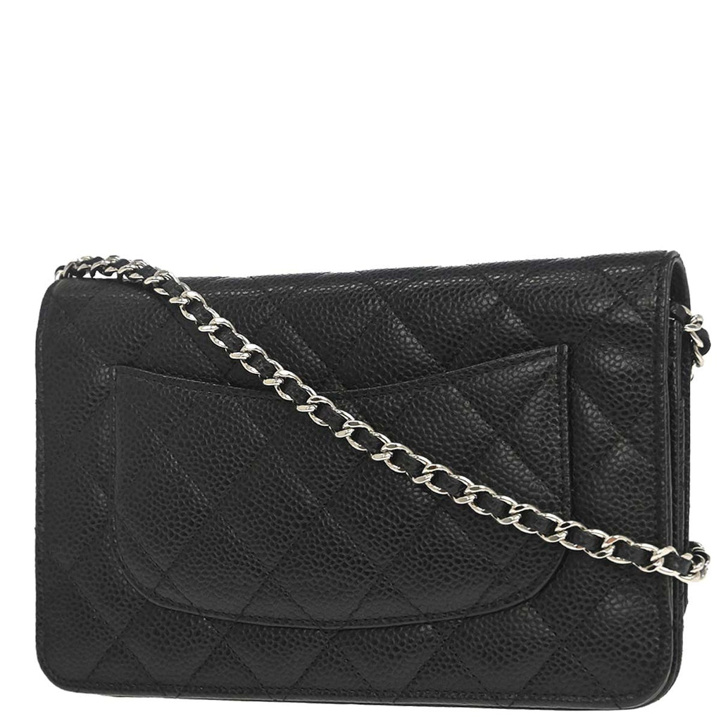 Chanel Black Caviar Skin Classic WOC Wallet on Chain Bag