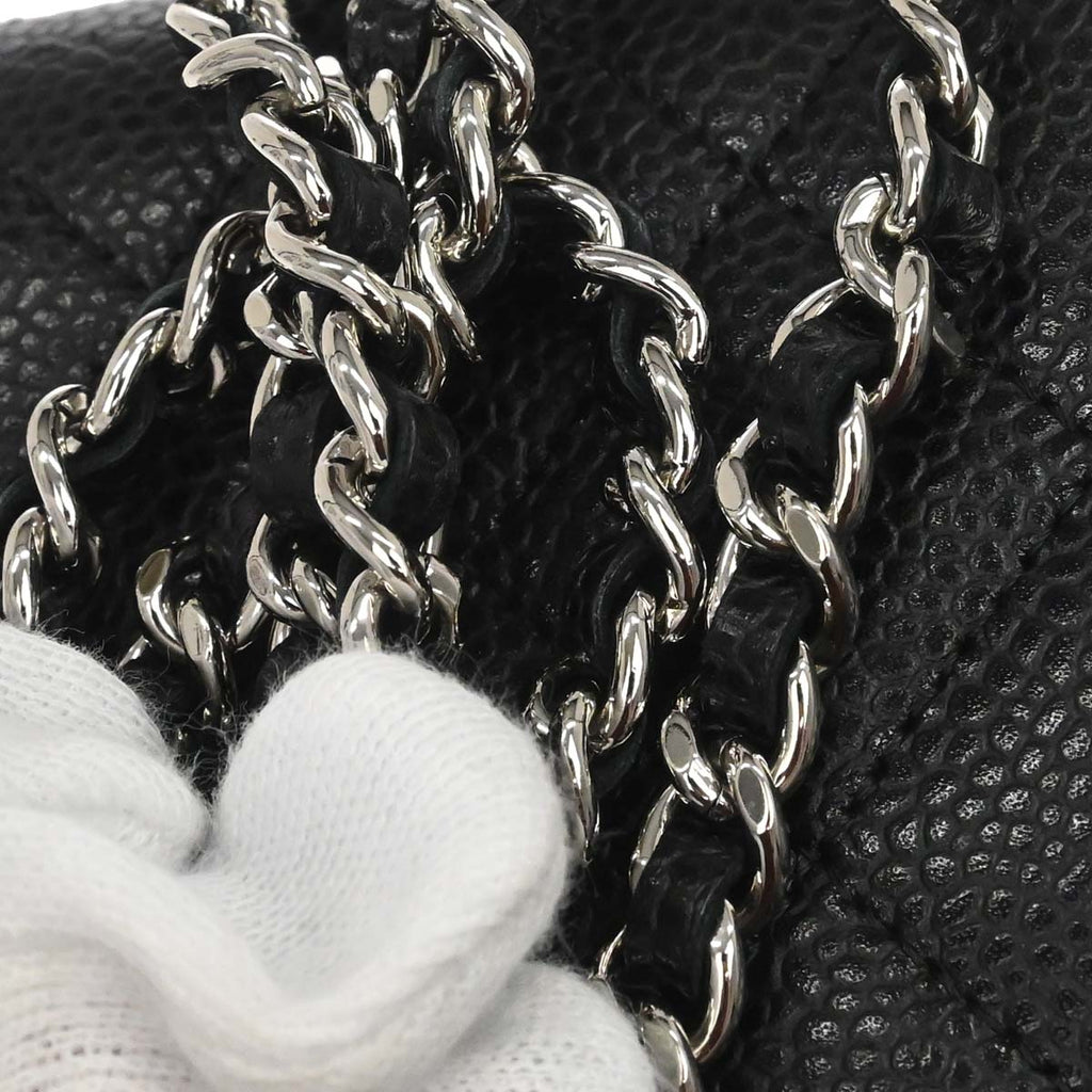 Chanel Black Caviar Skin Classic WOC Wallet on Chain Bag