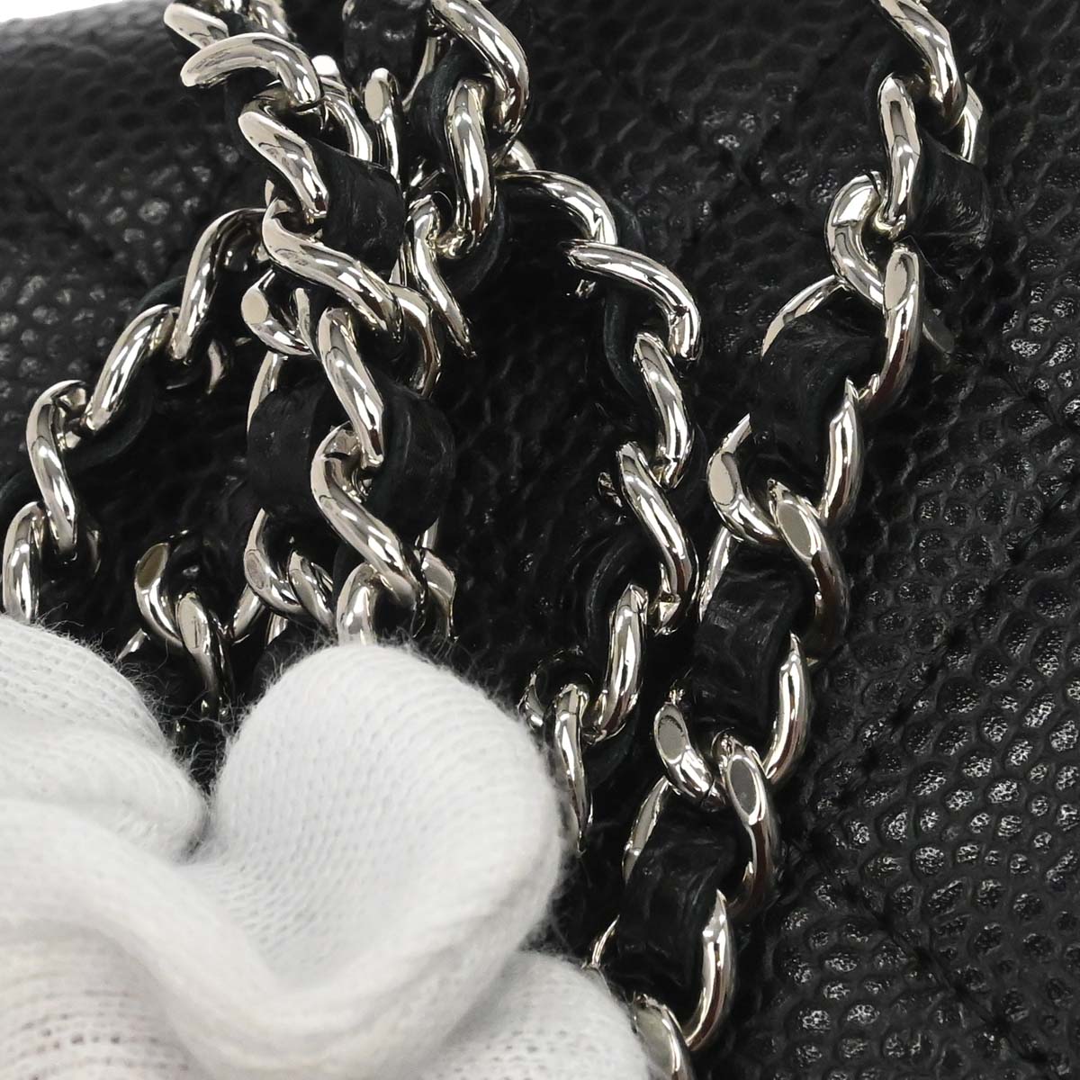 Chanel Black Caviar Skin Classic WOC Wallet on Chain Bag
