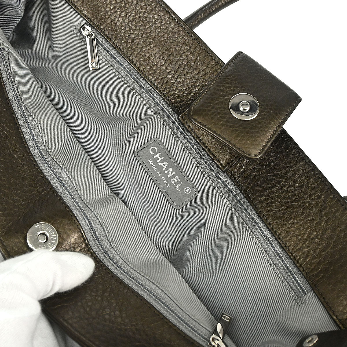 Chanel Metallic Bronze Deerskin Executive Cerf 2way Shoulder Tote Bag