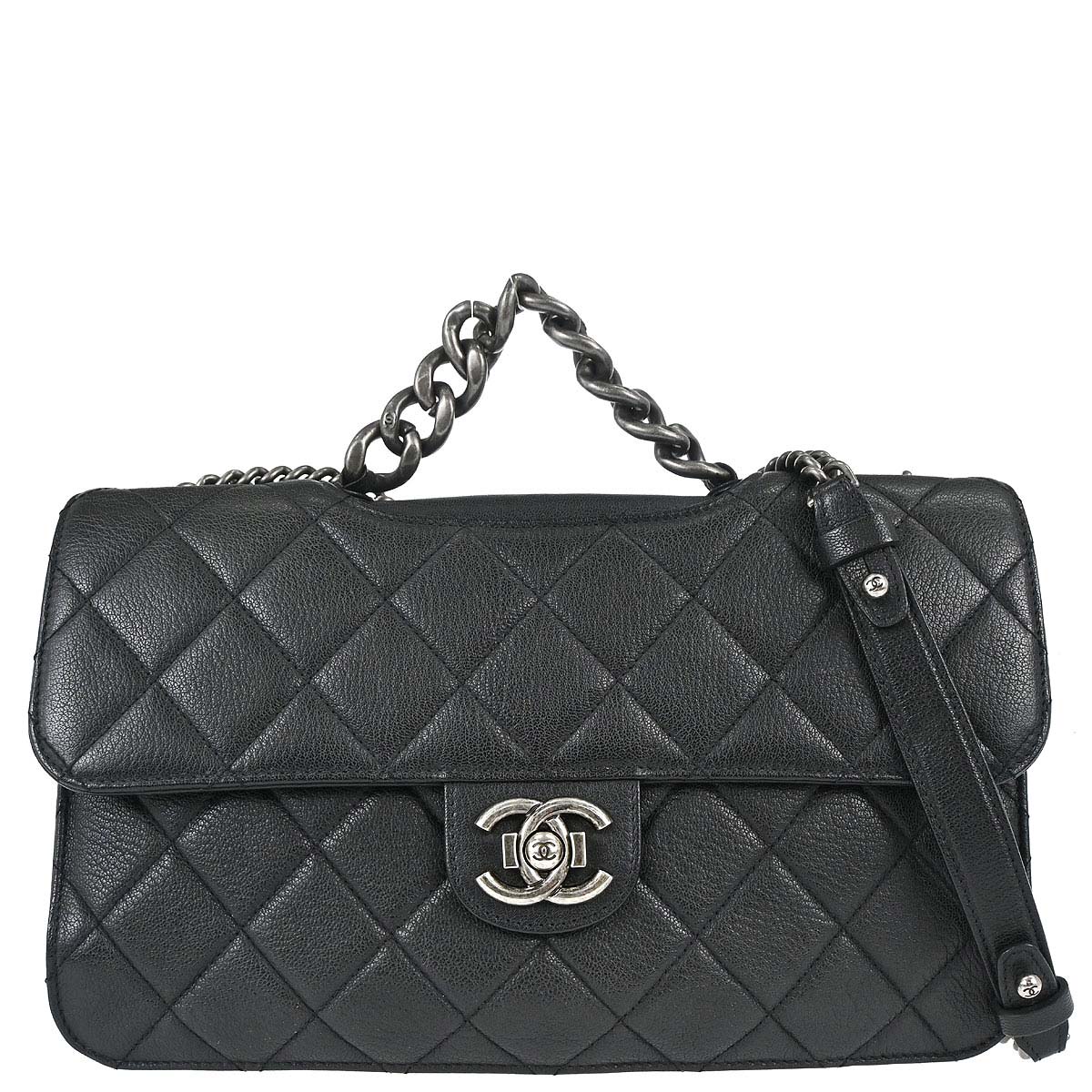 Chanel 2015-2016 Black Calfskin Perfect Edge Flap Bag 2way Shoulder Handbag
