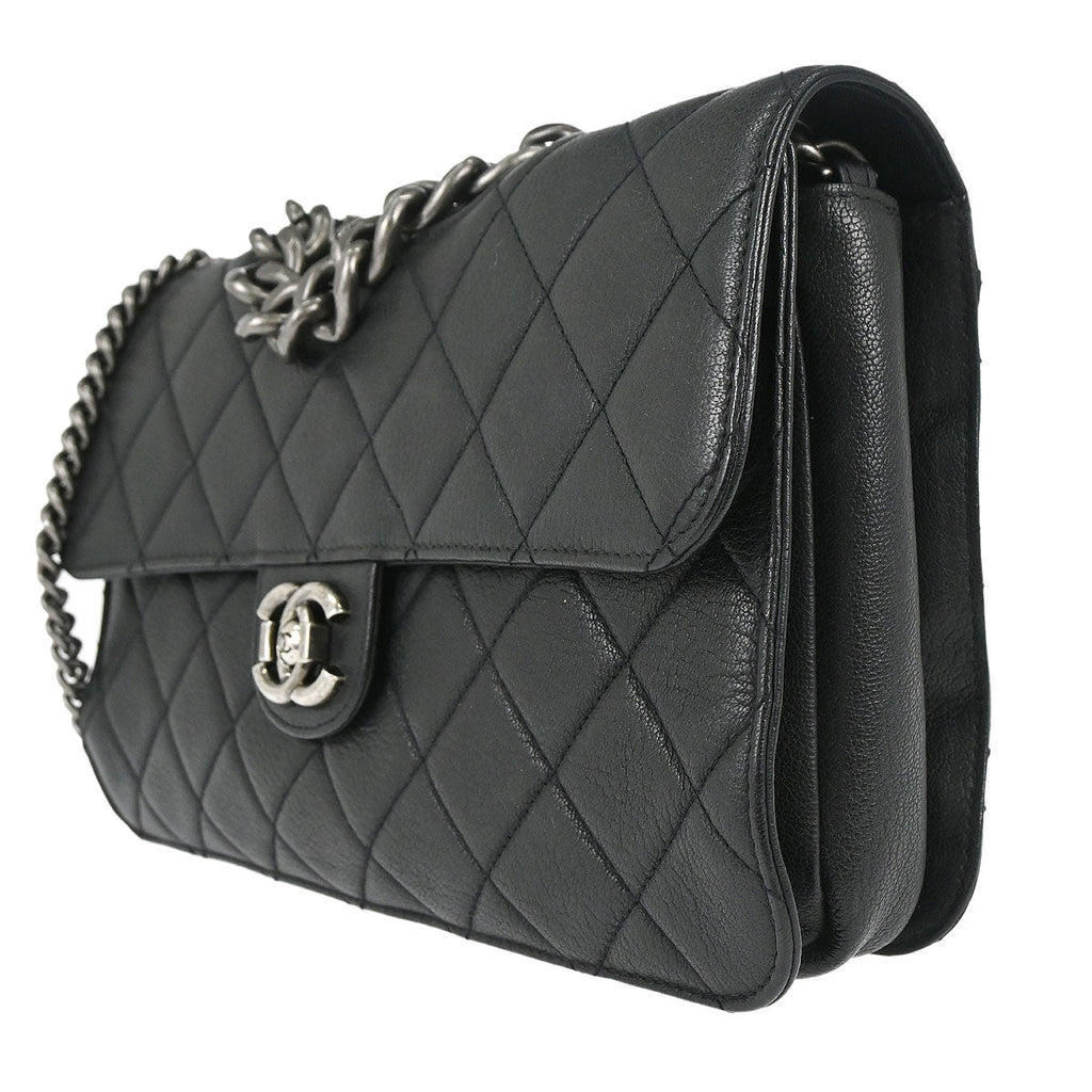 Chanel 2015-2016 Black Calfskin Perfect Edge Flap Bag 2way Shoulder Handbag