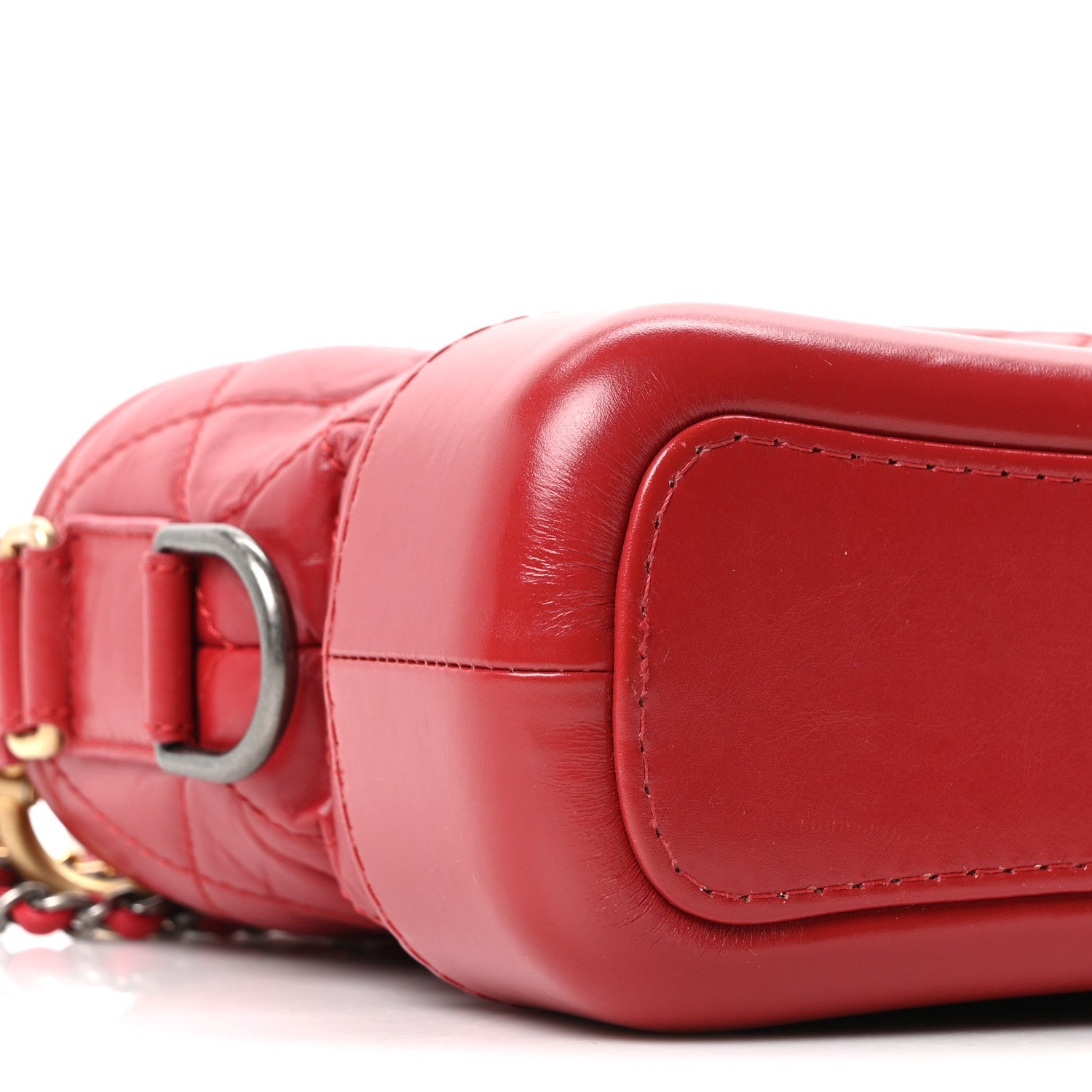 Chanel Aged Calfskin Quilted Small Gabrielle Logo Hobo Red
