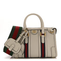 Gucci Koi Calfskin Web Mini Bauletto Duffle Top Handle Bag Mystic White