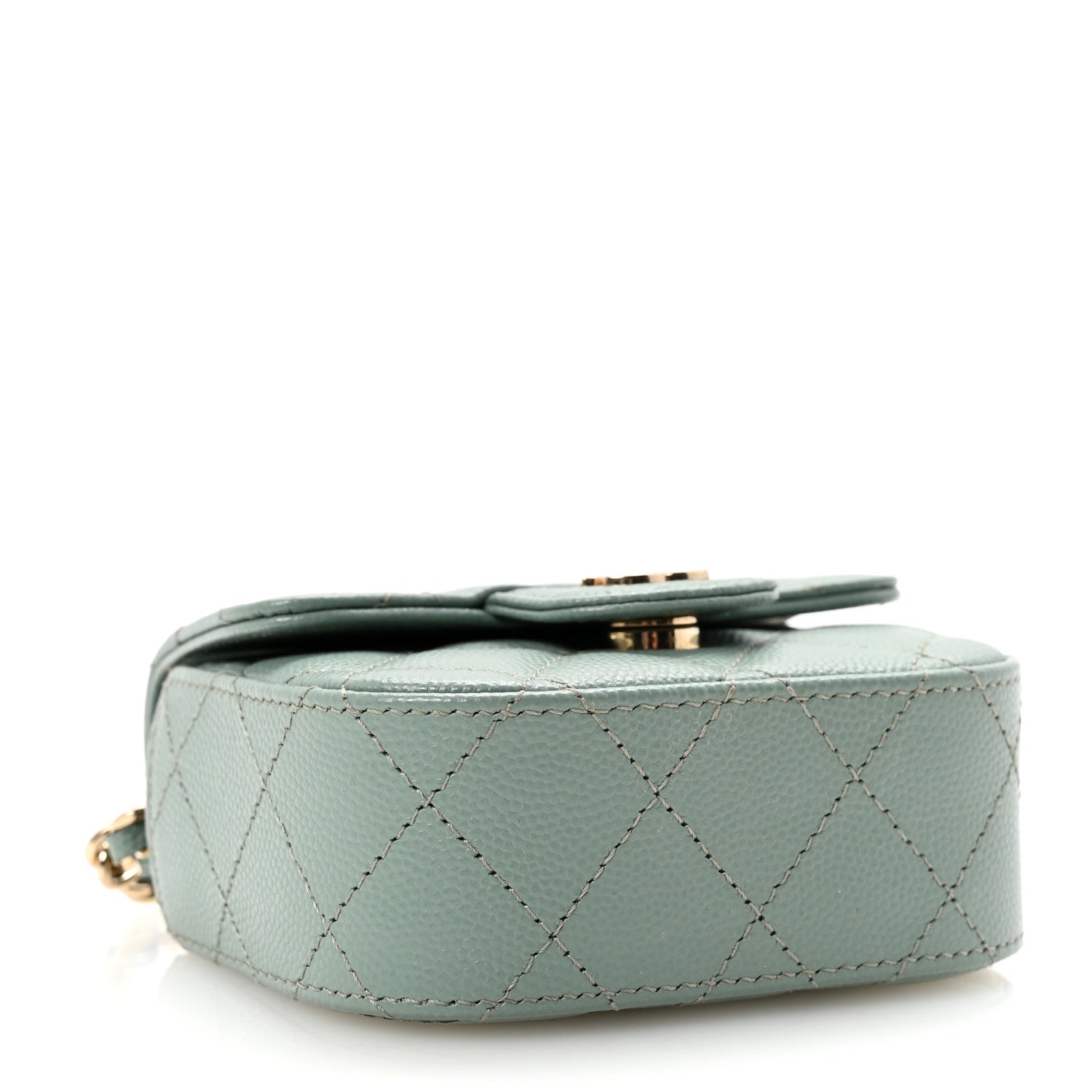 Chanel Caviar Quilted Mini Clutch With Chain Light Green