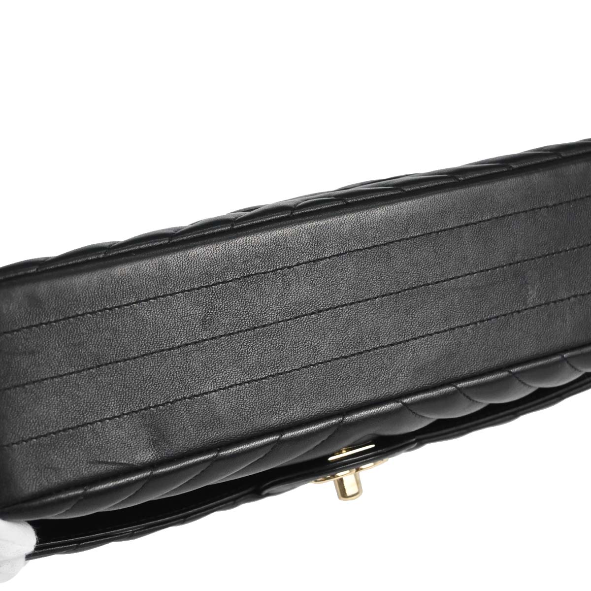 Chanel 2019 Black Lambskin Chevron Medium Classic Double Flap Shoulder Bag