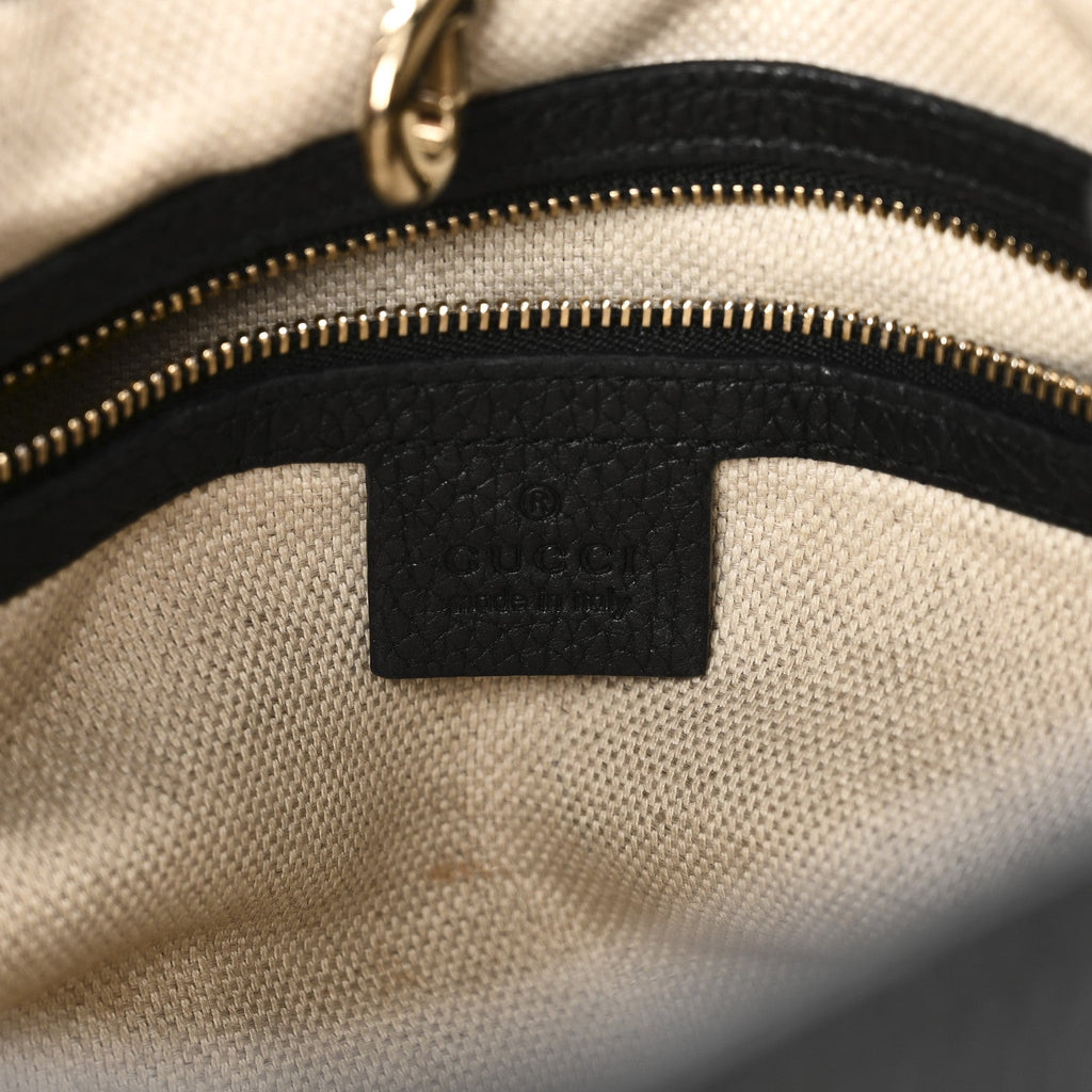 Gucci Pebbled Calfskin Medium Soho Chain Shoulder Bag Black