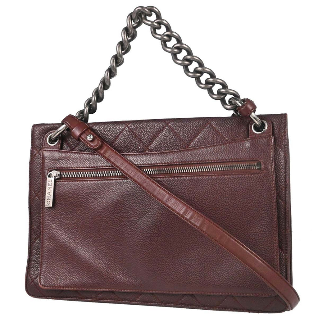 Chanel Brown Caviar Skin Retro Class 2way Shoulder Handbag