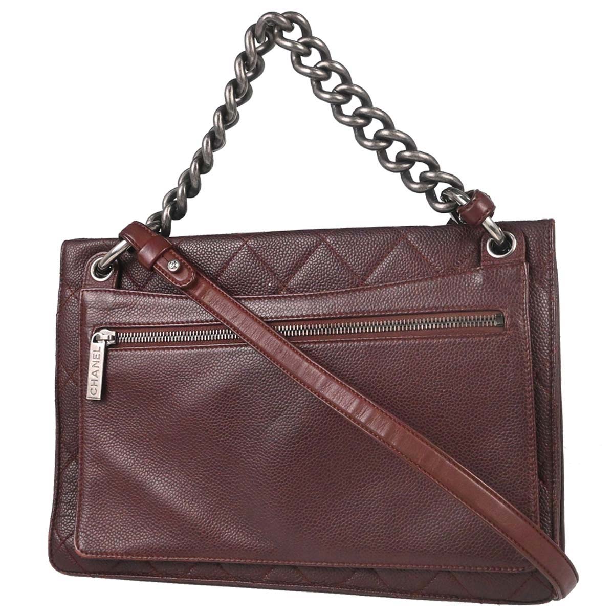 Chanel Brown Caviar Skin Retro Class 2way Shoulder Handbag