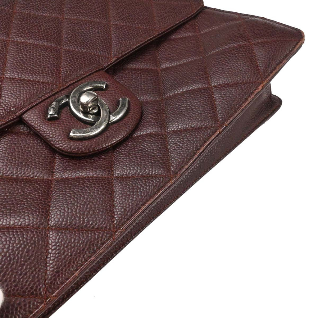 Chanel Brown Caviar Skin Retro Class 2way Shoulder Handbag