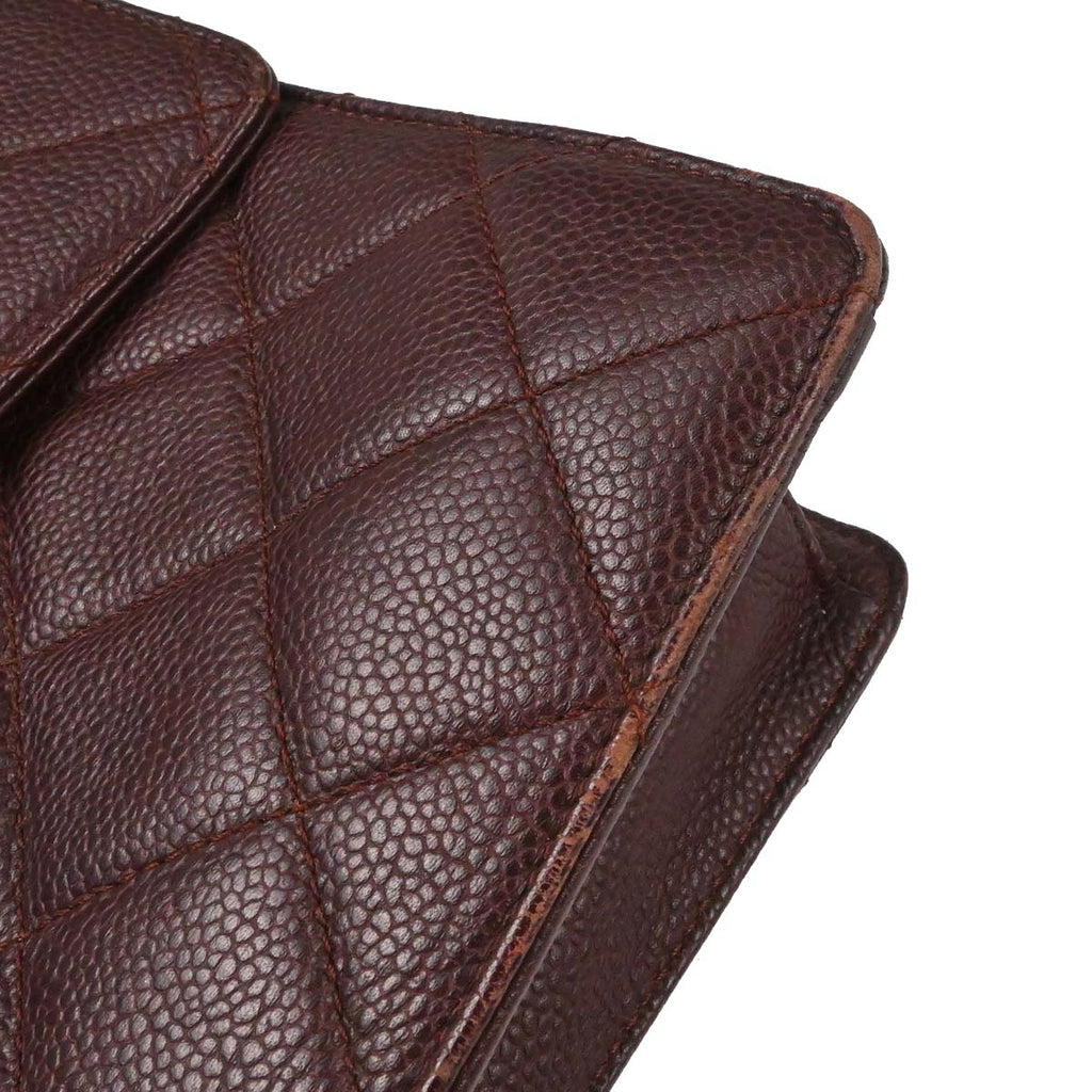 Chanel Brown Caviar Skin Retro Class 2way Shoulder Handbag