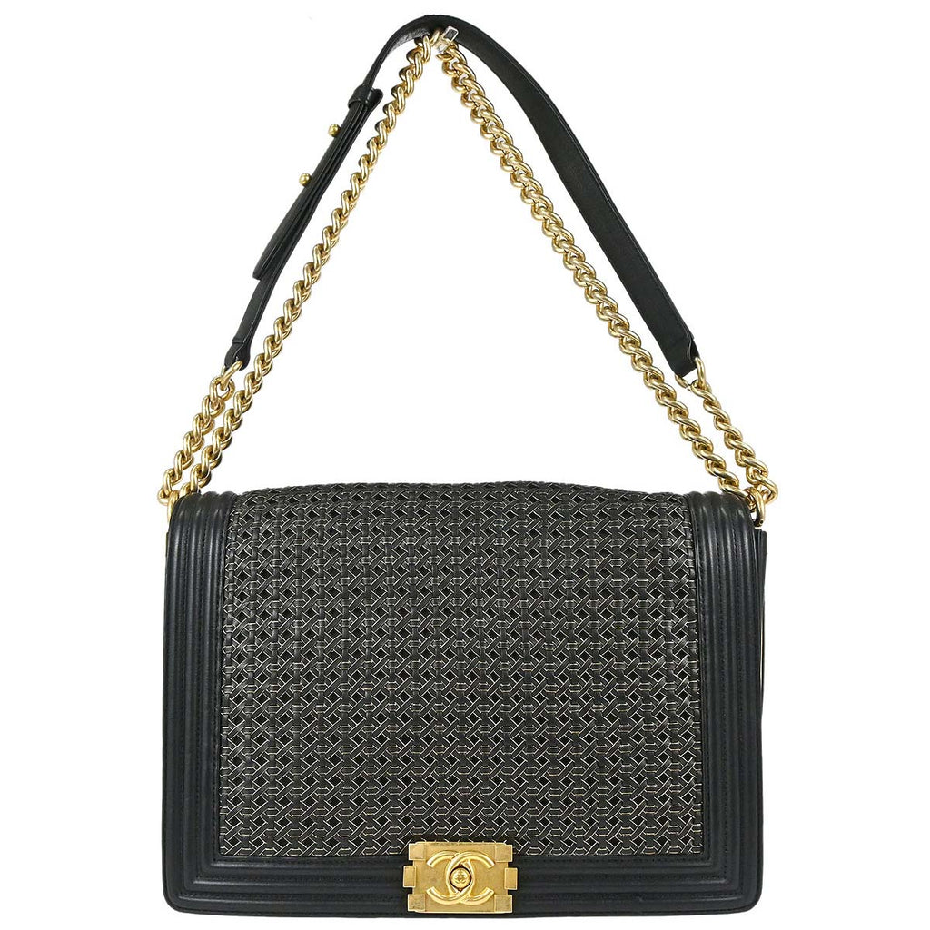 Boy Chanel Black Lambskin Large Shoulder Bag