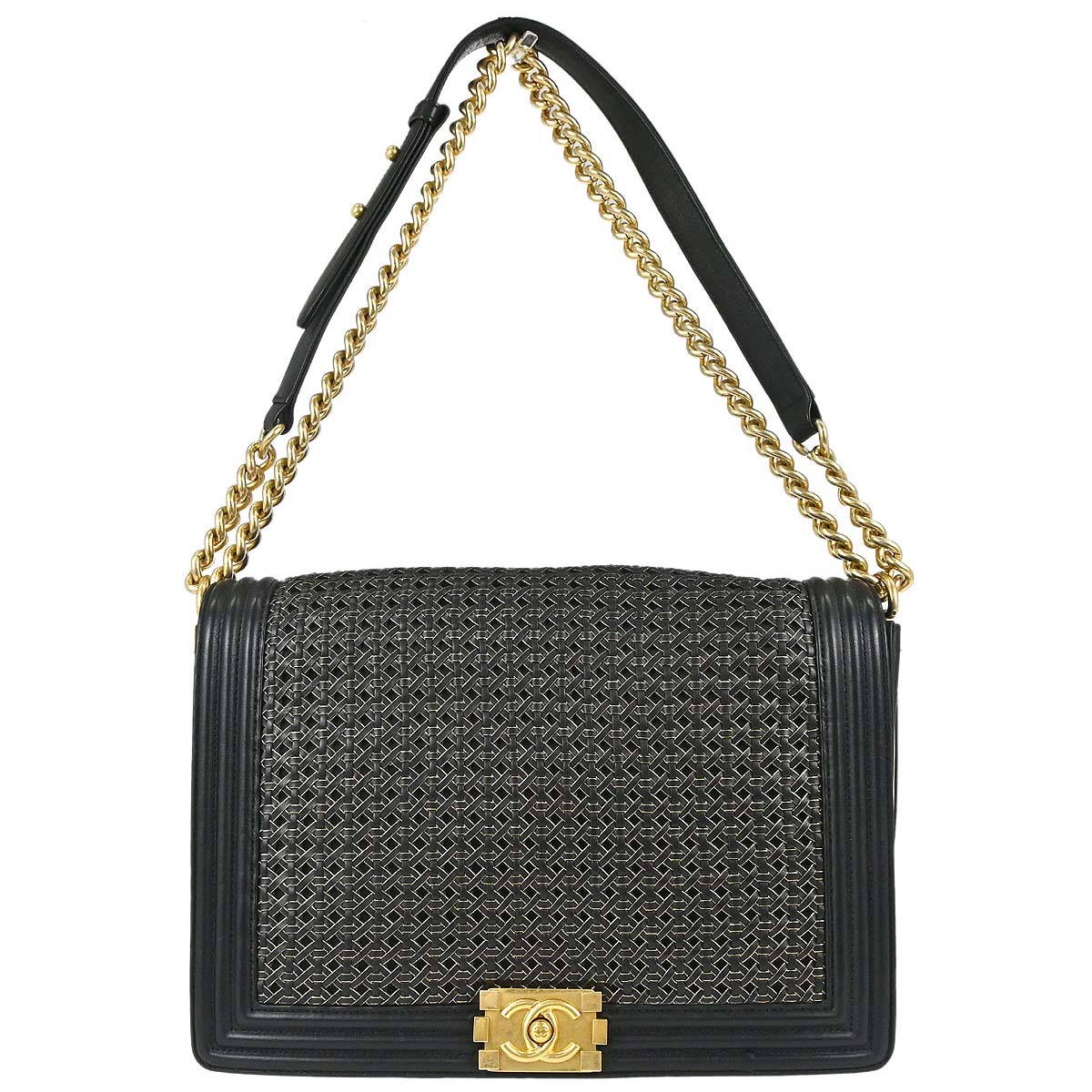 Boy Chanel Black Lambskin Large Shoulder Bag