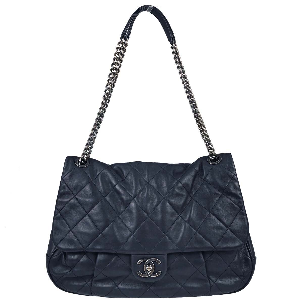 Chanel Navy Lambskin Coco Pleats Flap Bag Shoulder Bag