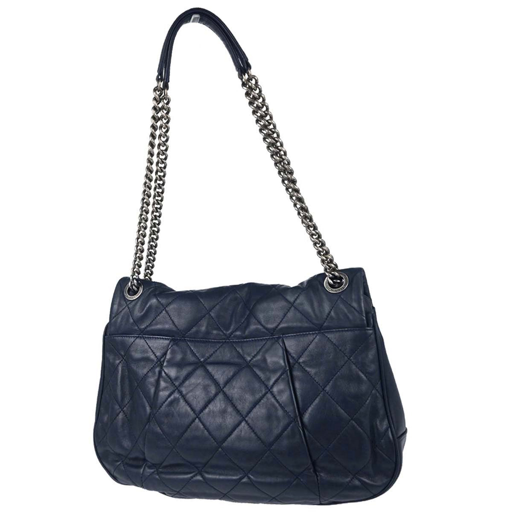 Chanel Navy Lambskin Coco Pleats Flap Bag Shoulder Bag